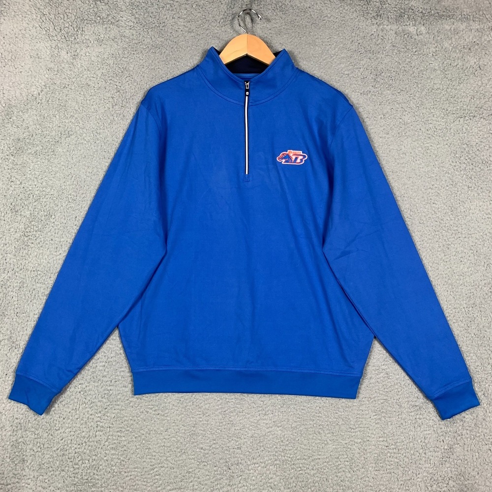 NWT FootJoy Men's Large Blue Boise State‎ Golf 1/4 Zip Pullover Sweatshirt